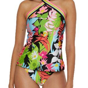 NWT Trina Turk Tiki Reversible Tankini Top and Bikini Bottom Set